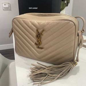 YSL Lou Camera Bag in Quilted Leather- Dark Beige